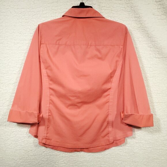 Dressbarn Womens Size 1X - 3/4 Sleeve Button Up Peach/Salmon Blouse/Shirt/Top - Picture 2 of 16